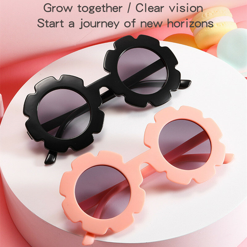 نظارات شمسية لطيفة للأطفال بإطار مستدير من زهور الشمس بتصميم 2023 مناسبة للأولاد والبنات نظارات جميلة للأطفال في سن الحبو Oculos De Sol
