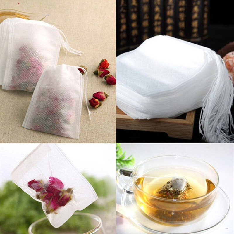 Sachets de thé jetables 100 pièces/lot, sachets de thé vides parfumés 5.5x7CM avec ficelle, papier filtre scellé pour thé en vrac