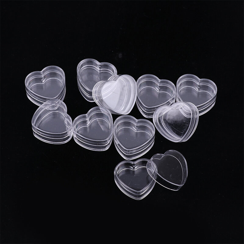 10Pcs Plastic Heart Shape Empty Bottle Cosmetic Jar Lip Balm Cream Pot Jar Box Container Travel Refillable Bottles Set