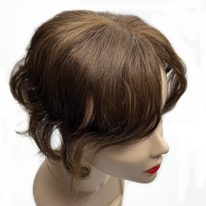 ハローレディ-女性用の人間の髪の毛のかつら,10インチ,天然の本物のヘアピース,目に見えないクリップ,波状のカバー,灰色,非レミー