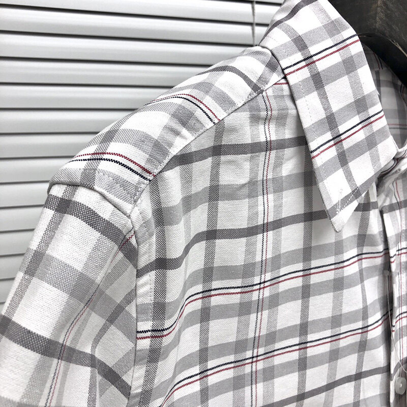 TB THOM – chemise à carreaux pour hommes, marque de mode, ruban, brassard à rayures, design, coton Oxford décontracté, vente en gros, printemps automne