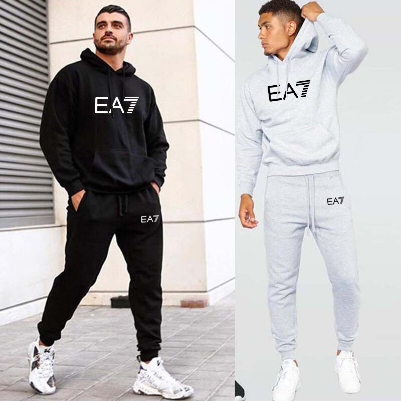 Winter Men's Tracksuit Hoodie and Sweatpant Set Unisex Jogging Suit New Casual Fleece Sweatershirts Sets For Man Women Clothing