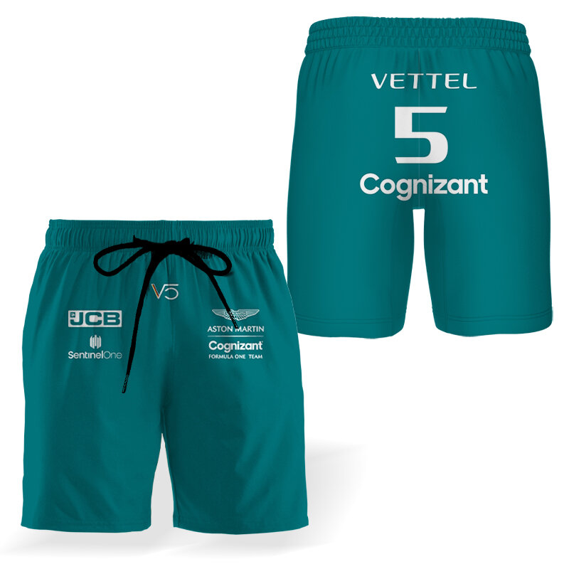 2023 nova equipe f1 aston martin verão shorts fórmula um piloto de corrida alonso novo design calças de praia calças esportivas