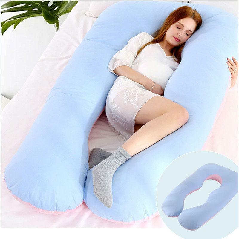 Almohada en forma de U para mujeres embarazadas, almohadilla para el Abdomen, para dormir de lado, protege la cintura baja del Abdomen