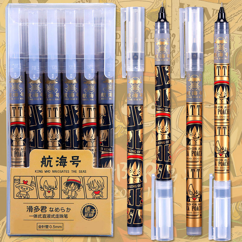Large-capacity Anime One Piece Quick-drying Pen Black Gold Series Straight Liquid Type Full Needle Tube Signature Water PenBlack