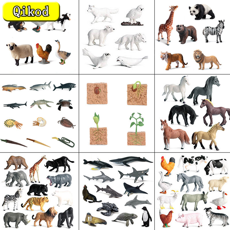 Miniboneca de brinquedo para crianças, modelo de animais selvagens, dinossauro, cavalo-tubarão, tigre, pvc móvel