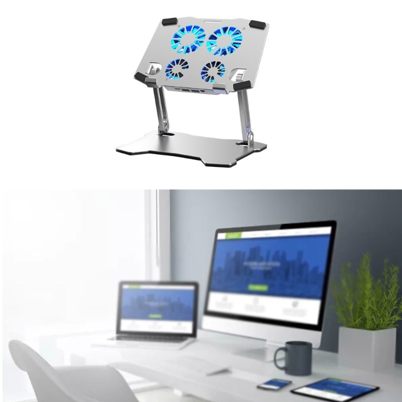 Faltbarer Laptop-Tablet-Ständer mit Lüfter, Wärmeableitung, Legierung für Desktop-Dropship