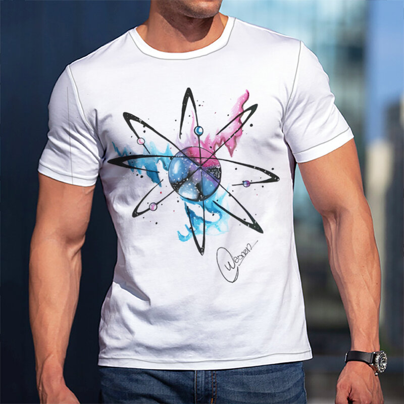 2022 letnia nowa moda męska kompas 3D koszulka z nadrukiem Hip Hop z krótkim rękawem wygodna męska gorąca sprzedaż