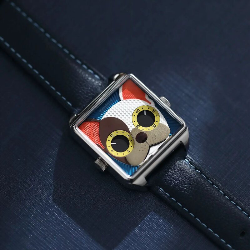 HappieWatch podwójny japoński zegarek kwarcowy 3D wytłoczony Dial szafirowy kryształowy zegarek z dwoma paskami (prezent: pasek silikonowy)