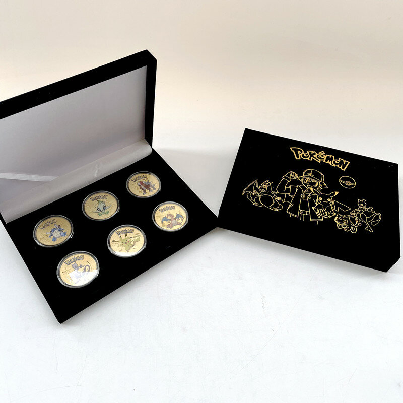 Новая очаровательная памятная монета Покемон кавайные узоры Пикачу Позолоченные цветные 46 узоров Коллекция аниме Идеальные подарки