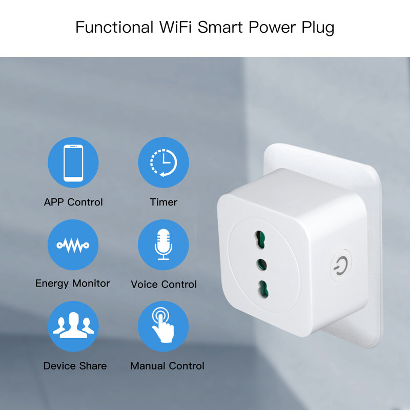 MOES Tuya Wifi Smart Plug 16A spina italiana controllo vocale Power Monitor presa Timer per Alexa Google Home Smart Life App Control
