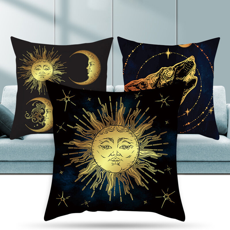 45 см черная Золотая Солнце Луна Стильный чехол для подушки европейский классический Диванный чехол для дивана декоративная подушка для комнаты домашнего декора чехол для автомобиля