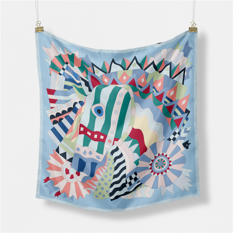 Женский квадратный шарф 53 см, дизайнерский Роскошный шелковый шарф с лошадью, бандана, повязка на голову, модный хиджаб, шейный платок для женщин, новинка 2021