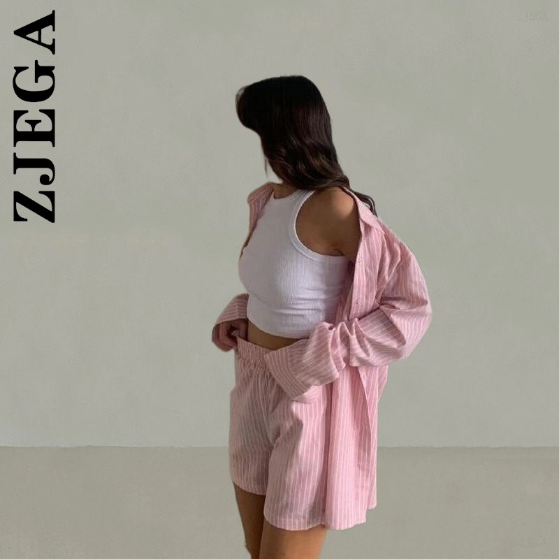 Zjega pijamas de verão das mulheres listra mini shorts de duas peças conjunto pijamas homewear bonito quente sleepwear sono roupas íntimas femininas