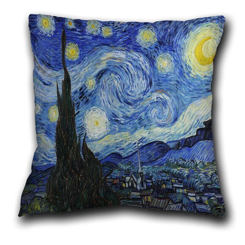 Funda de almohada con pintura al óleo de Van Gogh para decoración de la habitación, cubierta de cojín con diseño de girasol y cielo estrellado, para sofá y coche, venta al por mayor