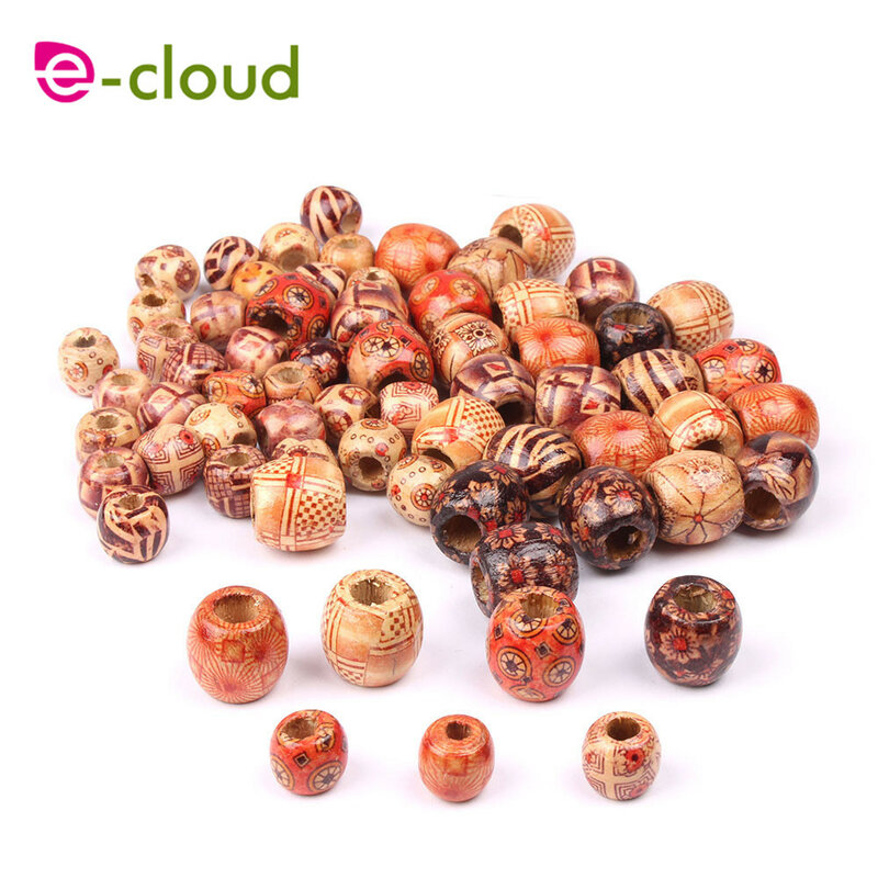 Perles de Dreadlock en bois pour tressage, anneau pour Extension de cheveux, 12-17mm, 100 pièces