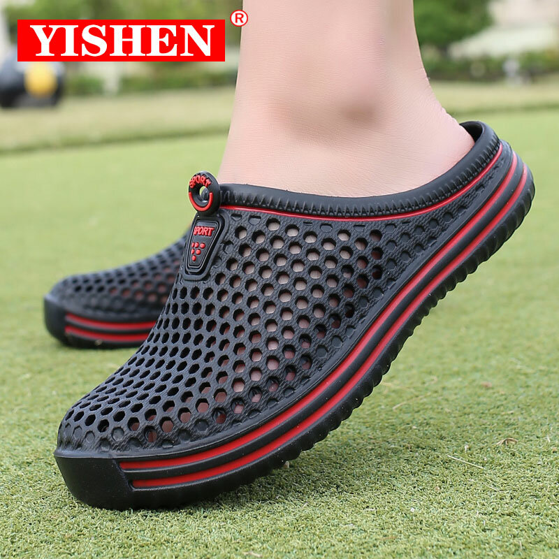 YISHEN-남성 슬리퍼 샌들, 캐주얼 신발, 구멍 뚫린 경량 샌들, 유니섹스 통기성 정원 여름 해변 신발