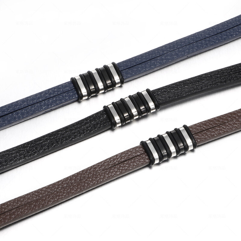 Stainless Steel Men's Leather Bracelet Original Simple Versatile New Leather Bracelet bracelet for men