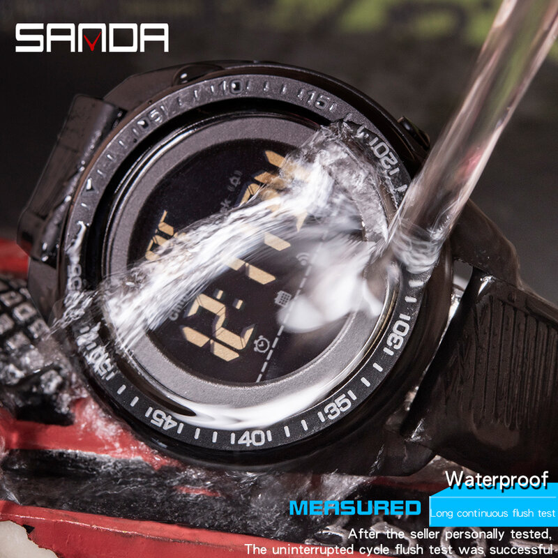 SANDA-reloj deportivo luminoso para hombre, pulsera Digital resistente al agua de 5 bares, con cronómetro y alarma, 6013