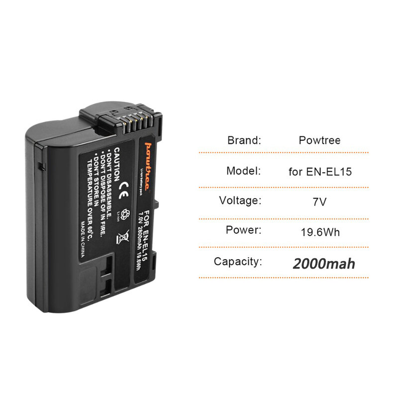 EN-EL15 EN-EL15a bateria dla nikona D7000 D7100 D7200, D850 D750 Nikon D7500 baterii D810 D500 D800 D610 D600 EN-EL15b baterii L5