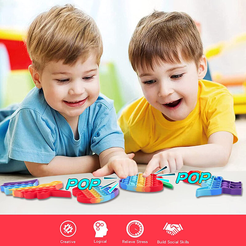 Nuevo juguete de alivio de la presión de los dedos, Burbuja de empuje arcoíris, juguete de alivio de la presión de los hoyuelos, regalo sensorial Simple para los niños para aliviar el Autismo