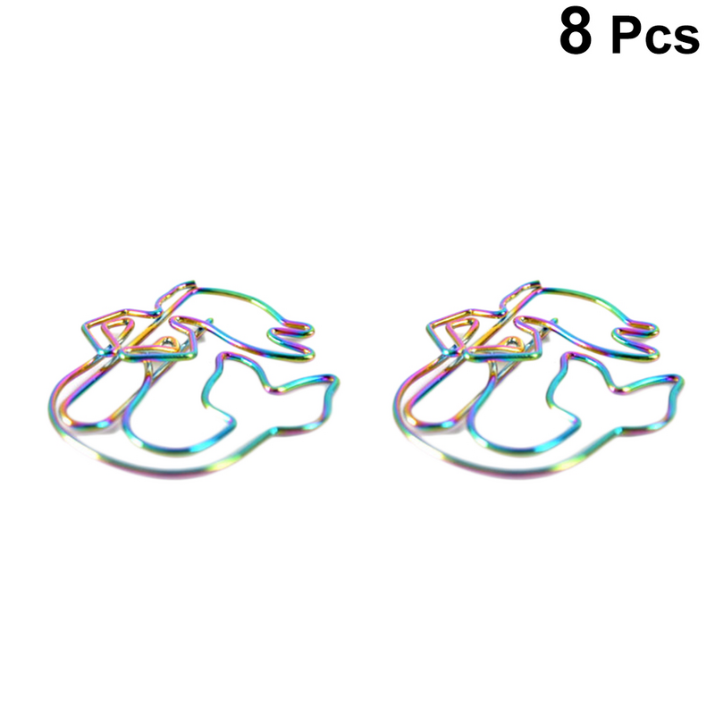 8pcs Colorful Paper Clips Cartoon Mermaid Animal Shape Clips for Office School