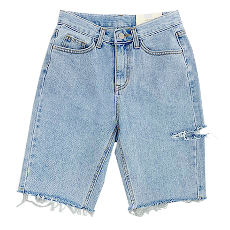 Short en jean déchiré pour femmes, Streetwear d'été, taille haute, bouton ouvert, pantalon décontracté, tendance, collection 2022