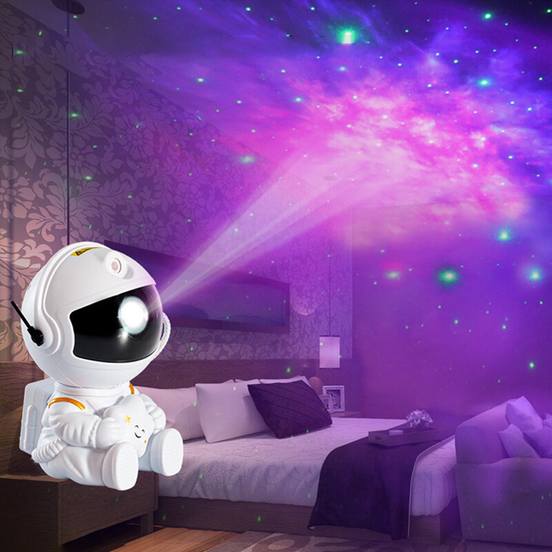 Lampu Proyektor Bintang Galaksi Astronot Lampu Malam LED Spaceman Langit Berbintang Lampu Malam Lampu Meja Kreatif Dekorasi Kamar Tidur Rumah