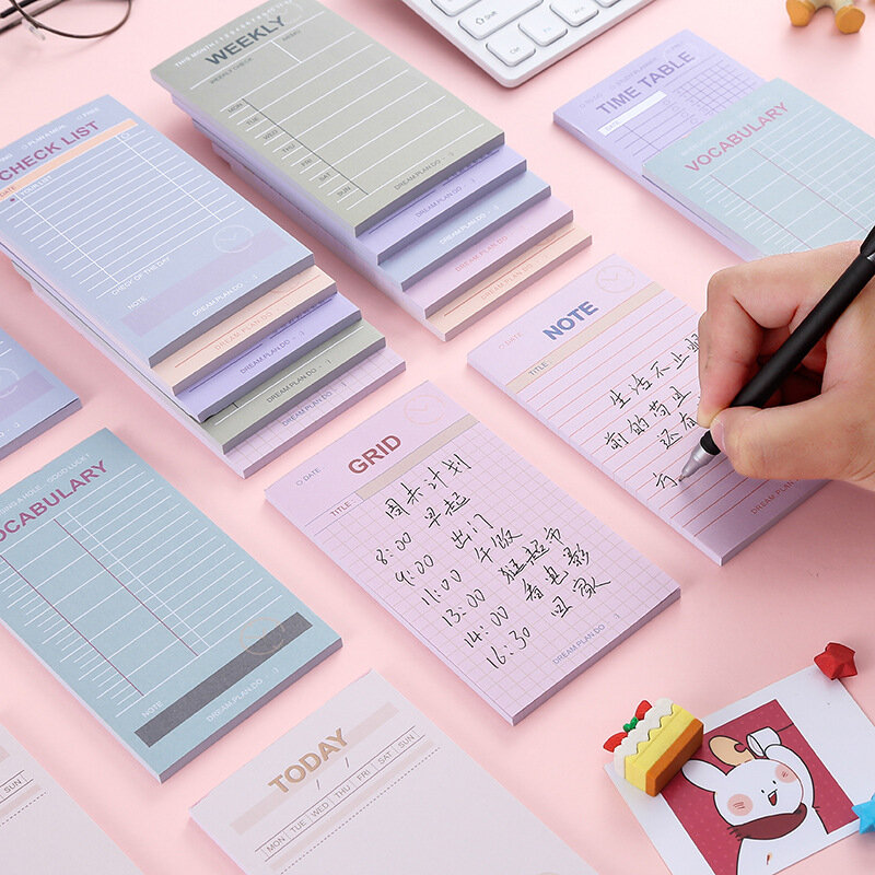Korean Memo Pads Simple Plan Student Daily Checklist Notebook Time Clocking Schedule Week Planner Office Notepad Sticky Note Tag