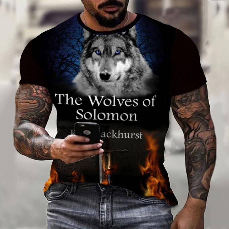 ฤดูร้อนใหม่หมาป่าคู่ต่อสู้สำหรับ Hegemony 3D Werewolf ชายเสื้อยืดผู้ชาย0 Casual แฟชั่นสั้นแขน