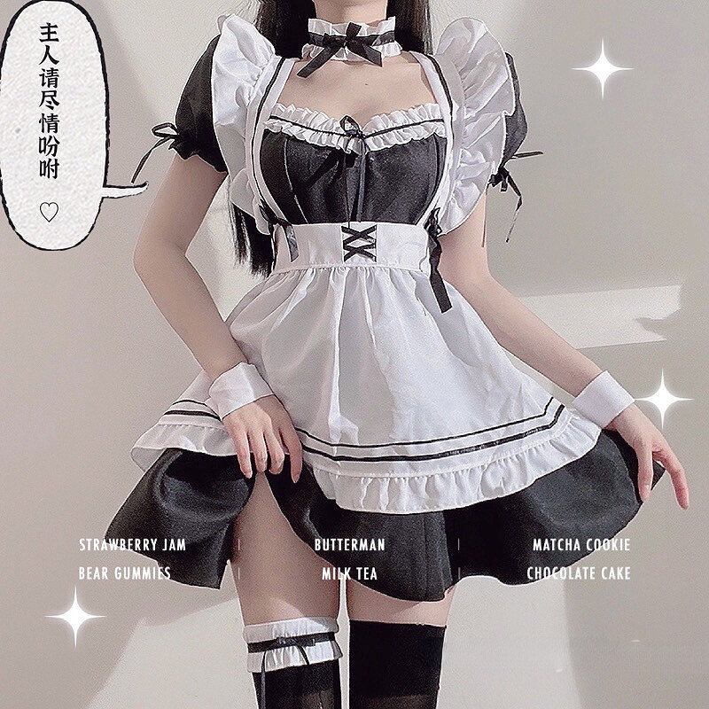 Japońska pokojówka Cos jednolita urocza dziewczyna studencka sukienka Lolita słodki styl słodki kociak kawiarnia księżniczka sukienki Harajuku Kawaii bielizna