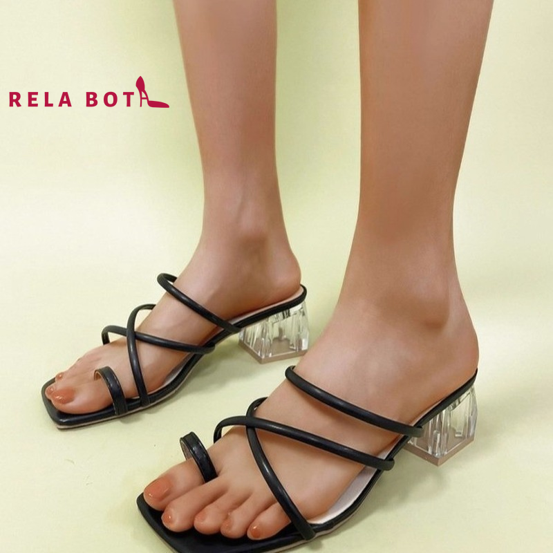 Chinelos de salto alto novo dedo do pé quadrado extrator para o verão sapatos de cristal ao ar livre sapatos de moda feminina com couro saltos de cristal