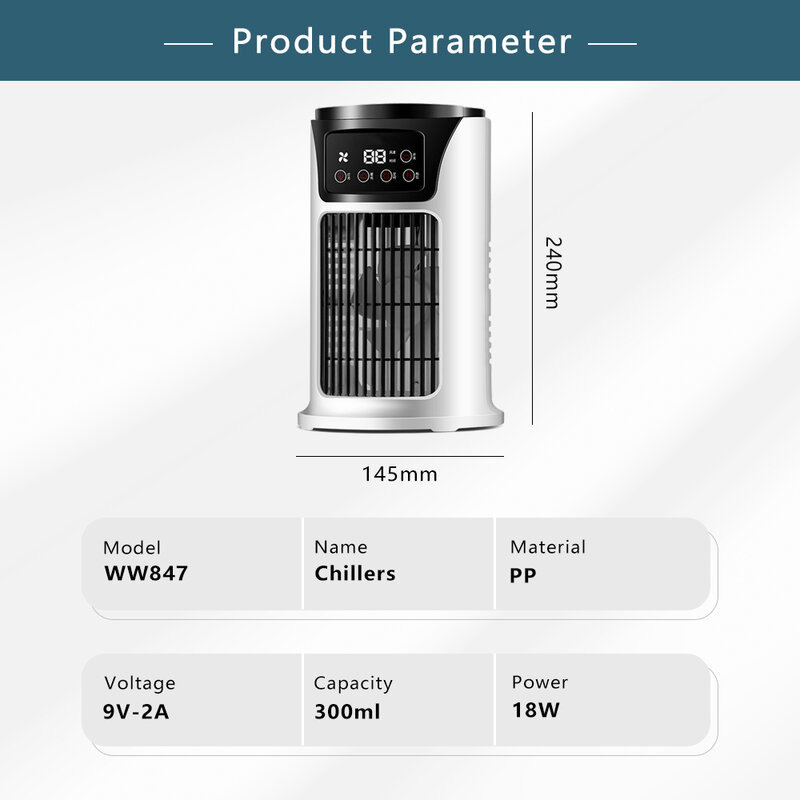 Mini climatiseur Portable, ventilateur de refroidissement de l'eau, climatiseur pour chambre, bureau, maison Mobile