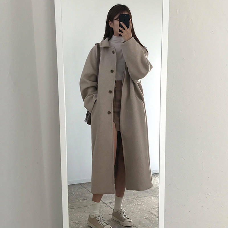 Preto longo casaco feminino grosso inverno coreano curto com veludo meados de comprimento casaco de lã mulher parkas frete grátis envoltório casaco outono