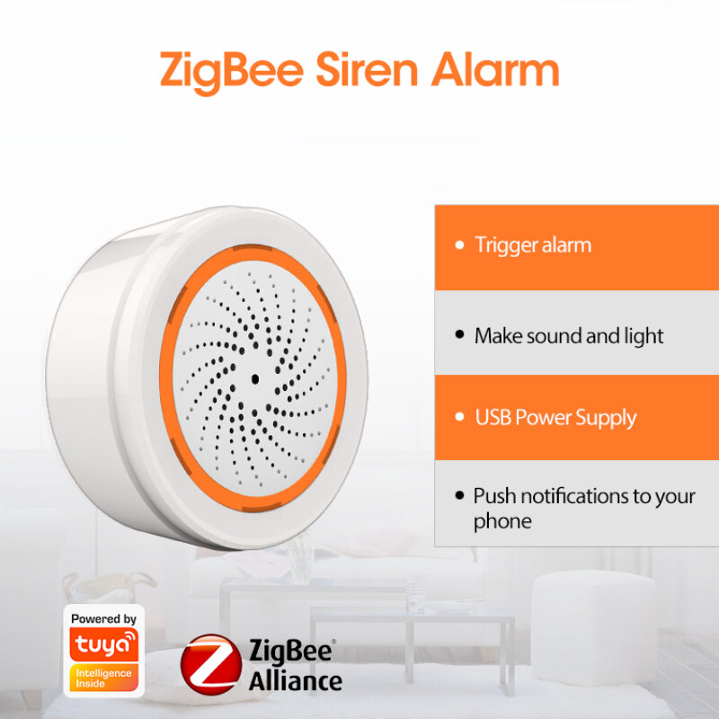 Tuya zigbee 3.0 3 em 1 sensor de luz sadia built-in 90db sirene alarme de controle remoto casa inteligente via smartlife app zigbee gateway