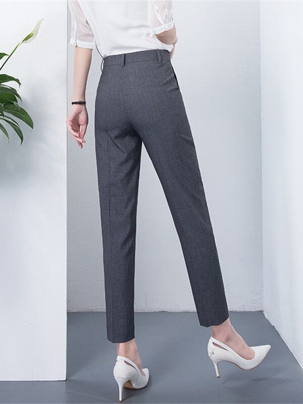 Novo formal de cintura alta lápis calças femininas casuais grandes dimensões 4xl coreano escritório pantalones magro ol doces cor capris