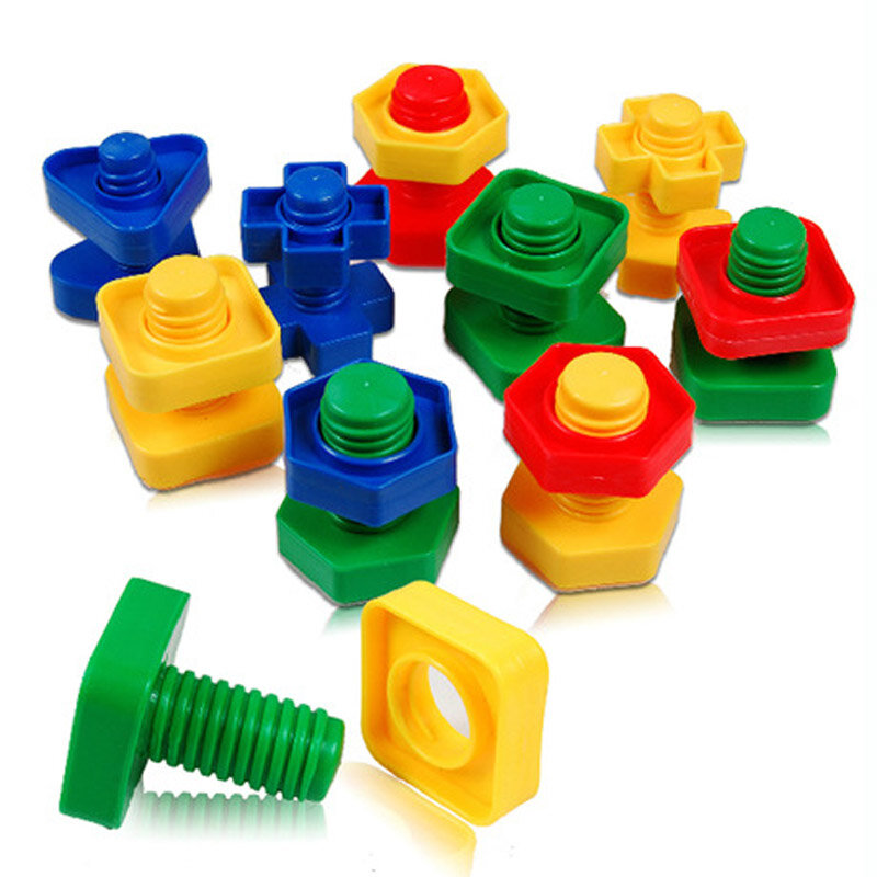 5 Set Schraube Bausteine Kunststoff Einsatz Blöcke Mutter Form Spielzeug für Kinder Pädagogisches Spielzeug Montessori Skala Modelle