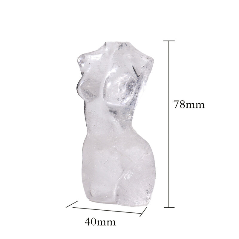 Natural de cristal branco deusa estátua mulher torso energia gem corpo escultura feng shui cura pedra preciosa decoração presente quartzo