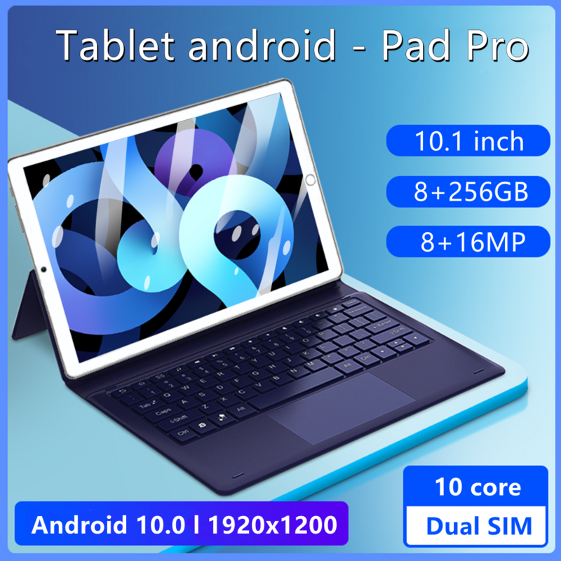 Tablet da 10 pollici Tablete Pad Pro Tablet 8GB RAM 256GB ROM Tablet android 10 Core Android 10 5G Tablet Dual Call Google Play Tablette
