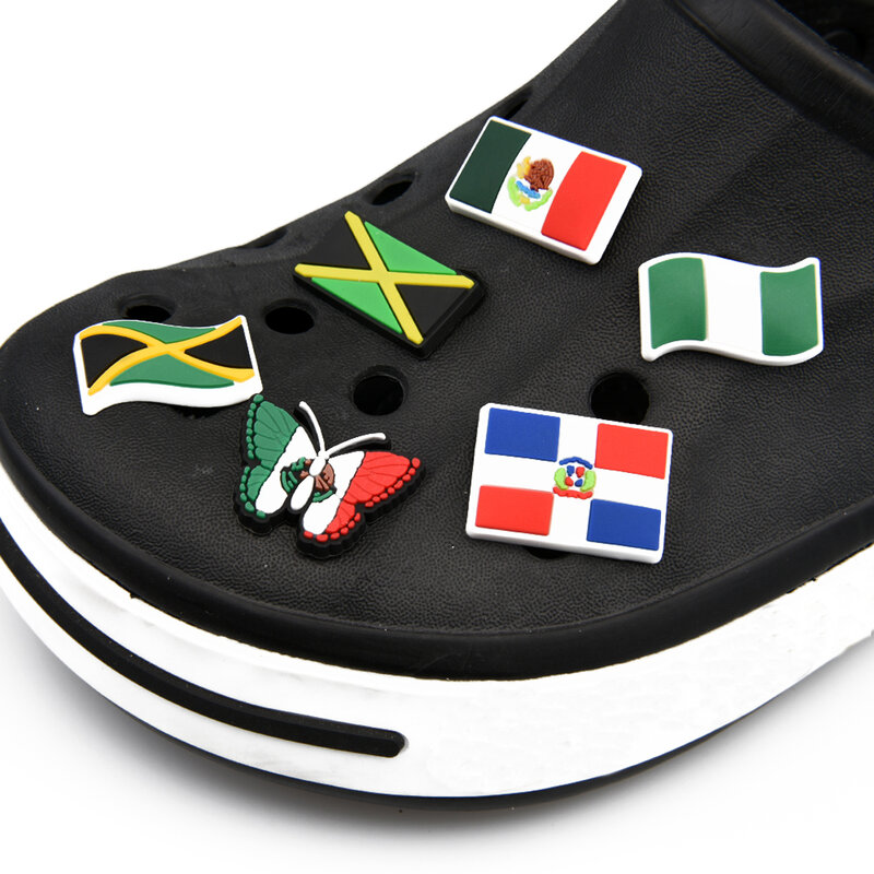 Dijes de zapatos de cocodrilo para mujer mexicana, adornos de zapatos con bandera de México, hamburguesa, bebida, serpiente, pulsera de comida, accesorios, mejores amigos