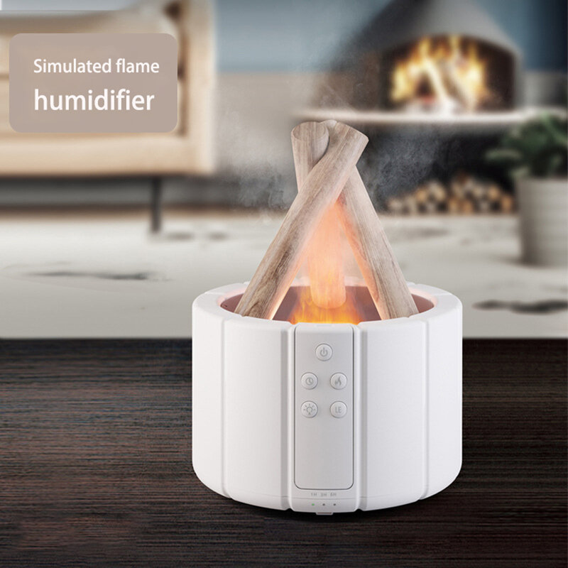 USB Air Humidifier Timing Flame Aromatherapy Machine 280ml Ultrasonic Essential Remote Control Oil Diffuser for Home Office