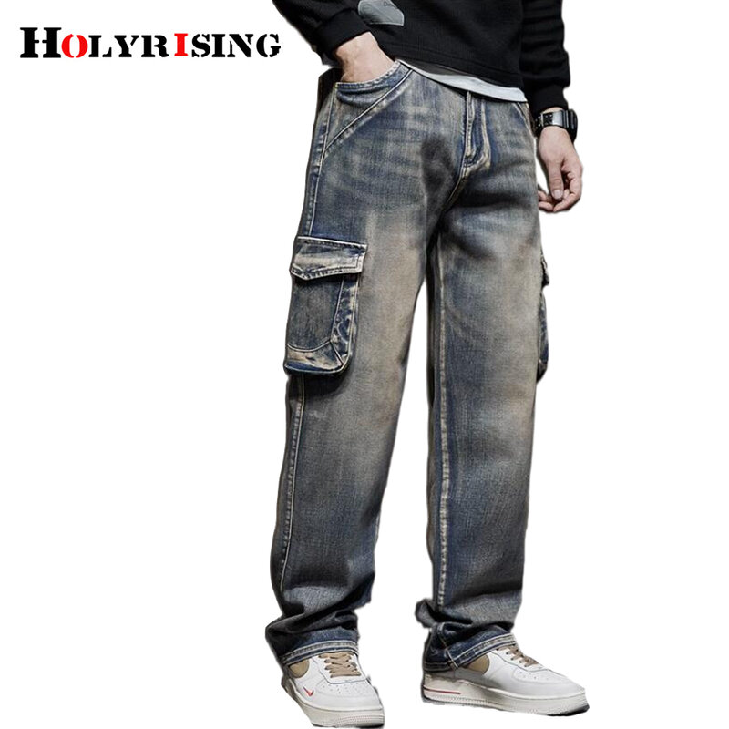 Holy rising Calca Jeans Masculino Cargo Jeans für Männer lose Multi-Pocket Jeans hose Hose männlich Retro Streetwear Hip Hop