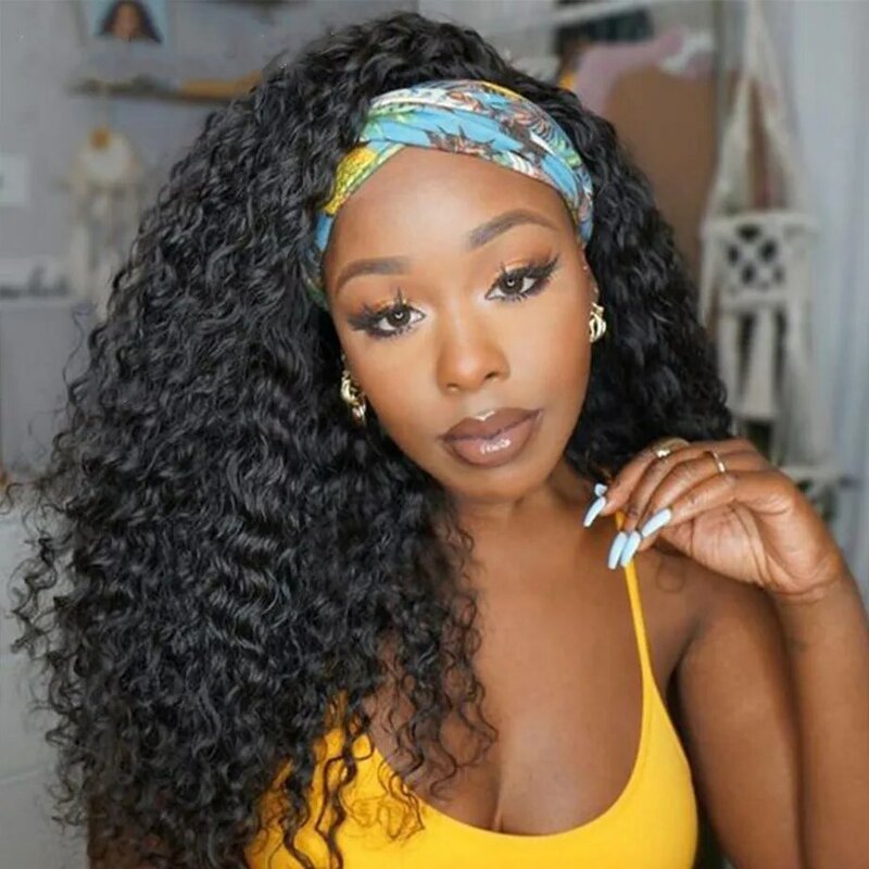 Stirnband Perücke Menschenhaar Lockige Glueless Volle Maschine Gemacht Brazilian Remy Menschliches Haar Perücken Für Schwarze Frauen 150% Dichte