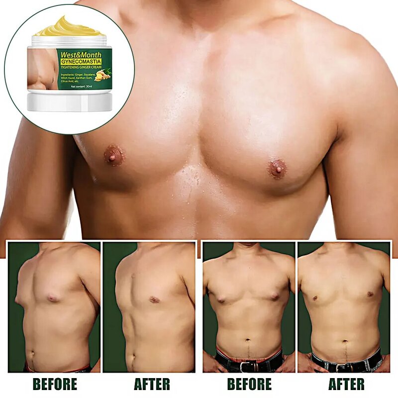 30Ml Gynecomastia Tightening Ginger Cream Natural Plant Breast Firming Massage Cream Remove Excess Fat Effectively Shrink Chest