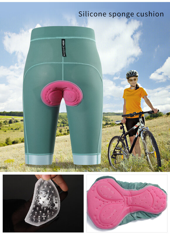 WOSAWE Women's Cycling Shorts Gel Pad High Waist Mountain Bike Bike Shorts 3D Gel Pad Breathable Women's Shorts