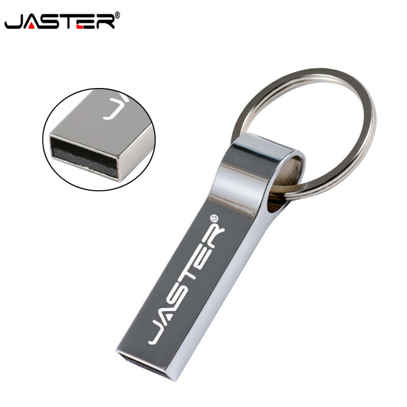 JASTER Metal em aço inoxidável Usb 2.0 Flash Drive GB 8 4GB GB GB 64 32 16GB 128GB Pen Drive pendrives Memory stick com chaveiro