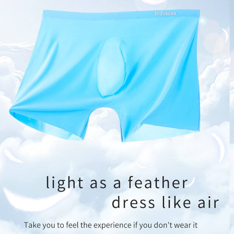 MiiOW-Calzoncillos de seda de hielo para hombre, ropa interior sin costuras, Bóxer ultrafino y transpirable, 3 piezas