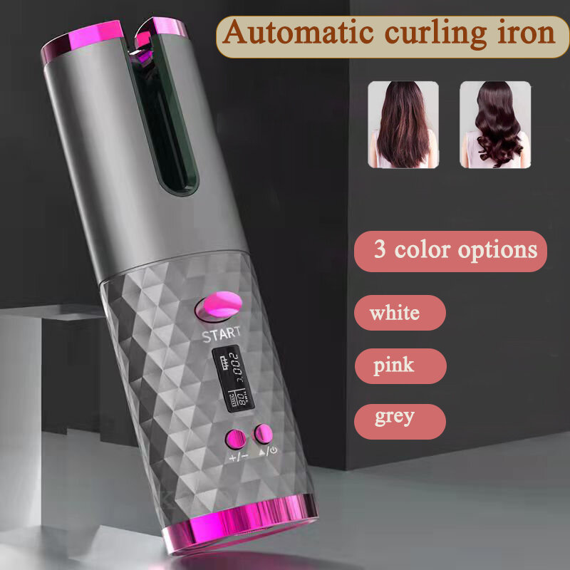Modelador de cabelo automático sem fio usb recarregável cabelo curling ferro display lcd encaracolado ondas ondas ferramenta