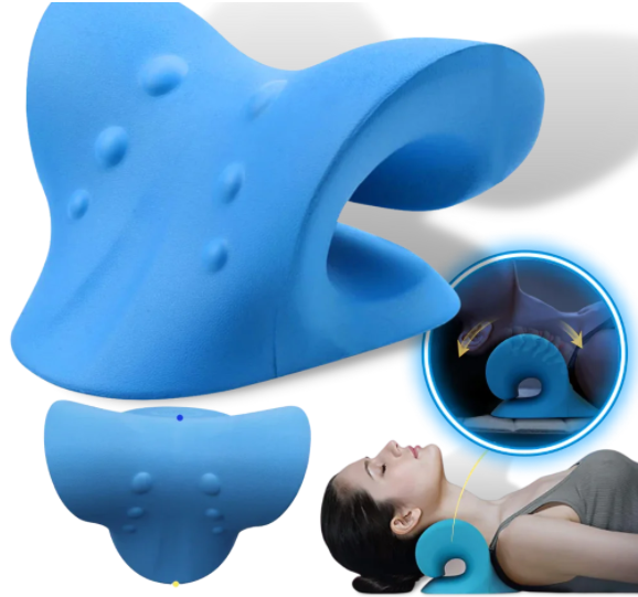 Almohada de masaje para cuello y hombros, dispositivo de tracción quiropráctica Cervical, alivio del dolor, masajeador corporal