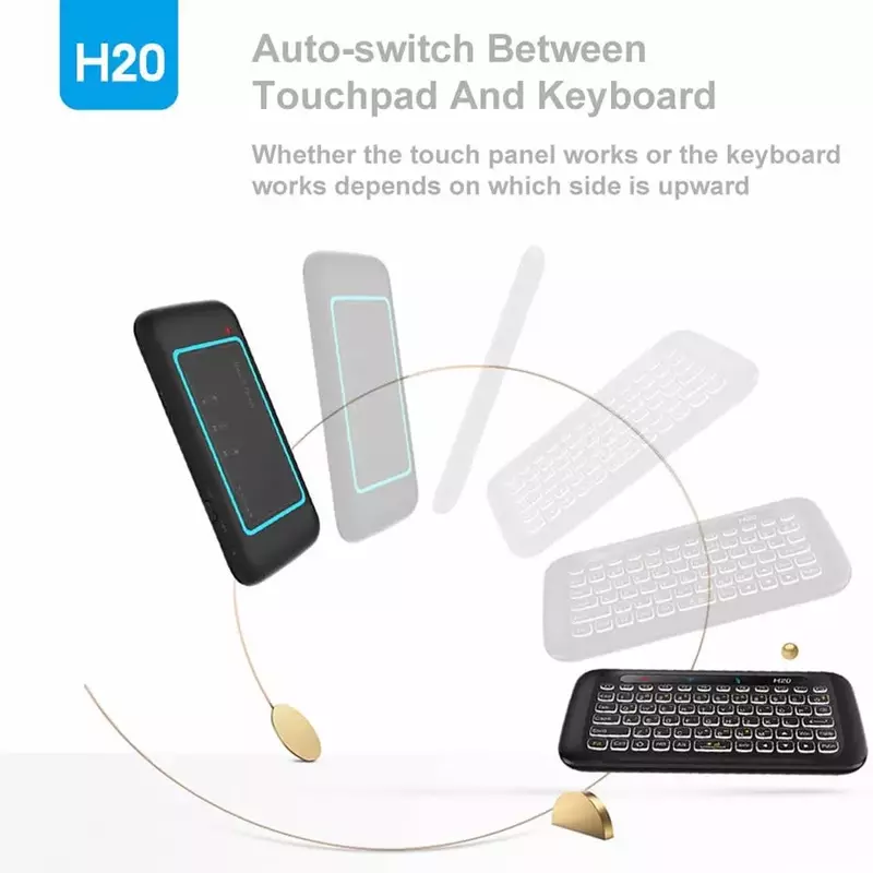 Miniteclado inalámbrico H20 para Android, teclado con retroiluminación, ratón Touchpad Air, IR, control remoto, para decodificador, Windows, PK H18 Plus